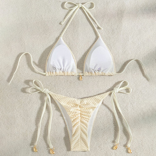 Damen Triangel-Bikini-Set mit strukturierter Oberfläche R&B