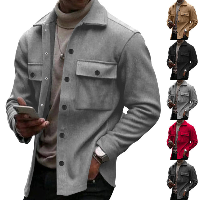 Herren lässige Overshirtjacke mit großen Brusttaschen und modernem Design R&B
