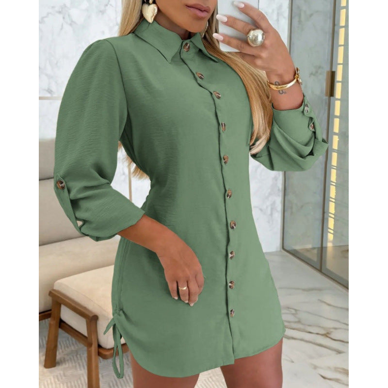 Damen Knopfhemd Kleid im femininen Schnitt mit Rüschendetails R&B