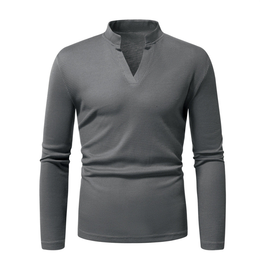 Herren Langarmshirt mit modernem Stehkragen und strukturierter Oberfläche