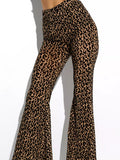 Damen Hoch taillierte Leoparden-Hose mit weitem Bein R&B