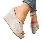 Damen Wedge-Pantoletten mit komfortablem Fußbett und trendiger Ziernaht R&B