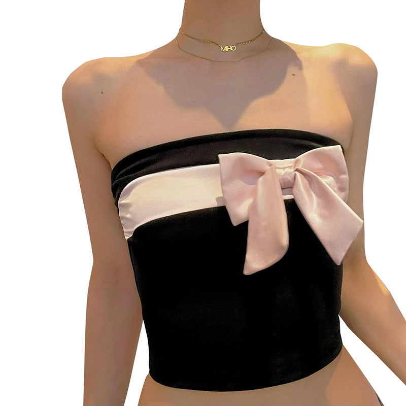 Damen bandeau Oberteil mit elegantem Schleifenakzent R&B