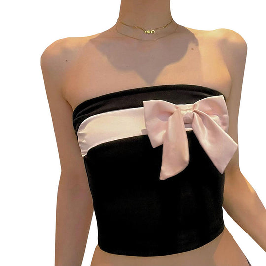 Damen bandeau Oberteil mit elegantem Schleifenakzent R&B