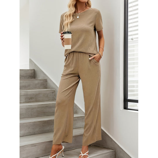 Damen Kurzarm-Overall mit Rüschendetails und Bindegürtel R&B