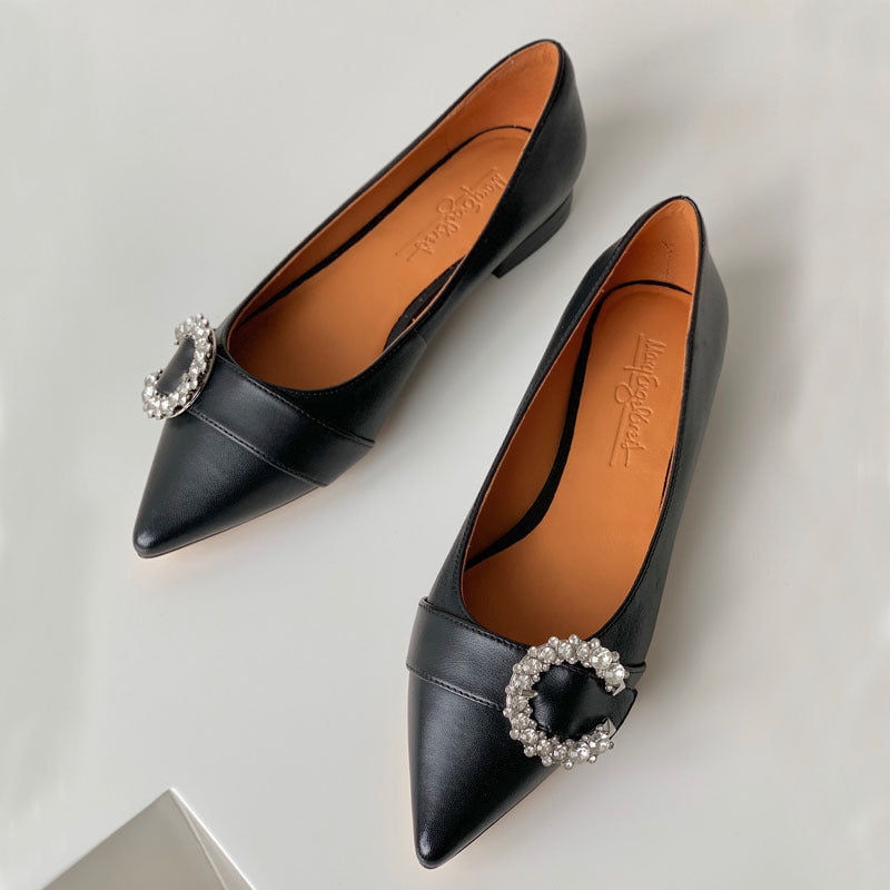 Damen Elegante Ballerinas mit funkelndem Schmuck-Detail