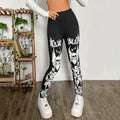 Damen Leggings mit auffälligem Totenkopf- und floralem Design