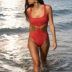 Damen Einteiliger Badeanzug mit funkelnden Cut-Outs und elegantem Ringdetail R&B
