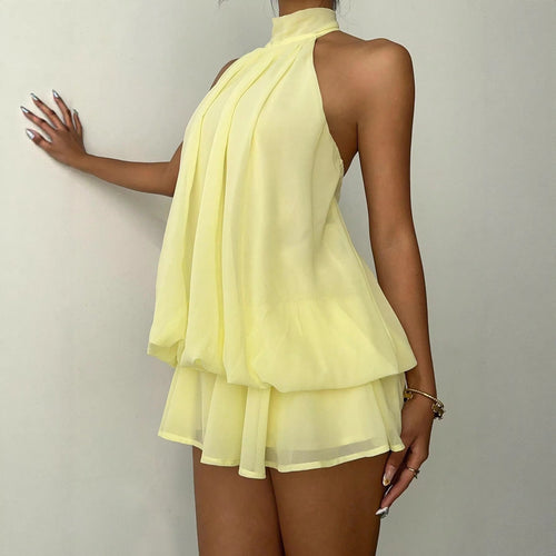 Damen luftiges Wickelkleid mit elegantem Stehkragen und fließendem Saum R&B