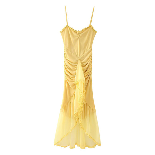 Damen Maxi-Kleid mit elegantem Rüschendesign und kunstvoller Drapierung R&B