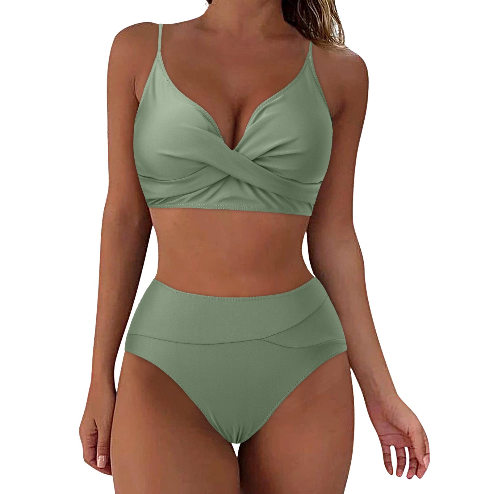 Damen Hochtailliertes Bikini-Set mit raffiniertem Twist-Oberteil R&B