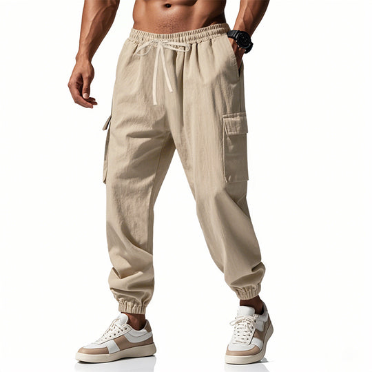 Herren nan konisch zulaufende Jogger im utilitarischen Stil mit elastischem Bund, Kordelzug und Klappentaschen R&B