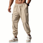 Herren lässige Cargo-Hose mit elastischem Bund und praktischen Seiten- und Oberschenkeltaschen R&B