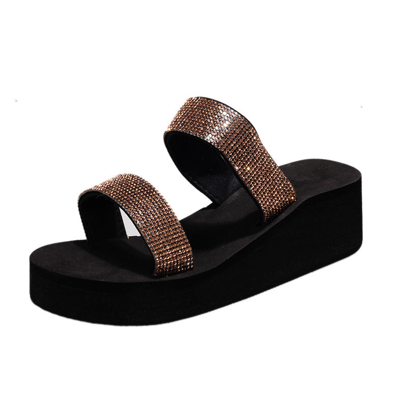 Damen modische Wedge-Sandalen mit funkelnden Strassdetails R&B