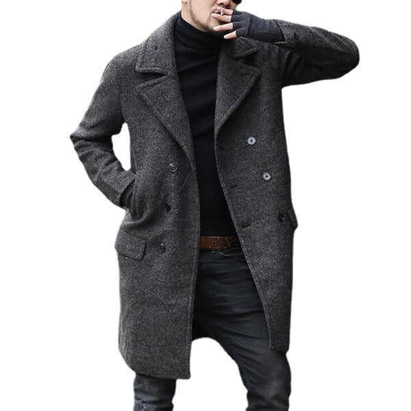 Herren eleganter doppelt geschliffener Wollmantel R&B