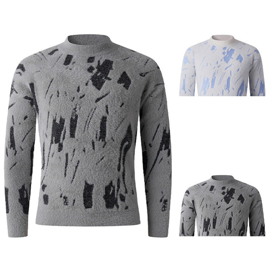 Damen modischer Pullover mit strukturiertem Muster und hohen Kragen R&B