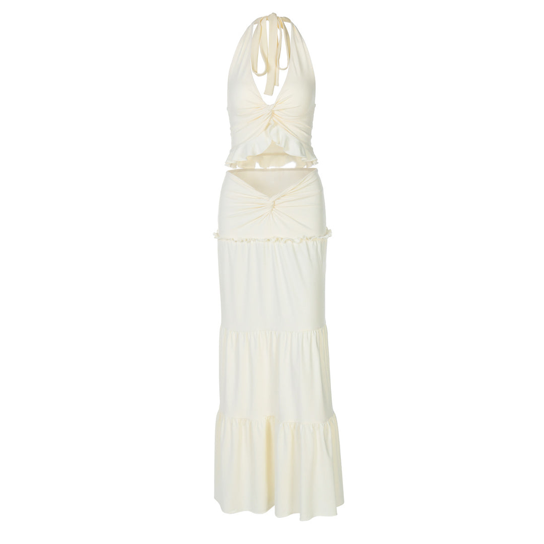 Damen Maxi-Kleid mit offener Rückenpartie und innovativem Wickeldesign R&B