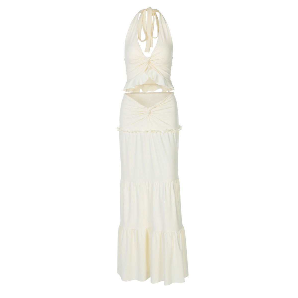 Damen Maxi-Kleid mit offener Rückenpartie und innovativem Wickeldesign R&B