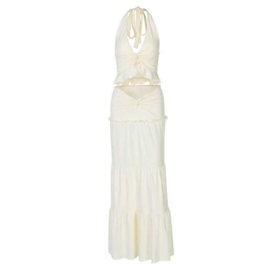 Damen Maxi-Kleid mit offener Rückenpartie und innovativem Wickeldesign R&B