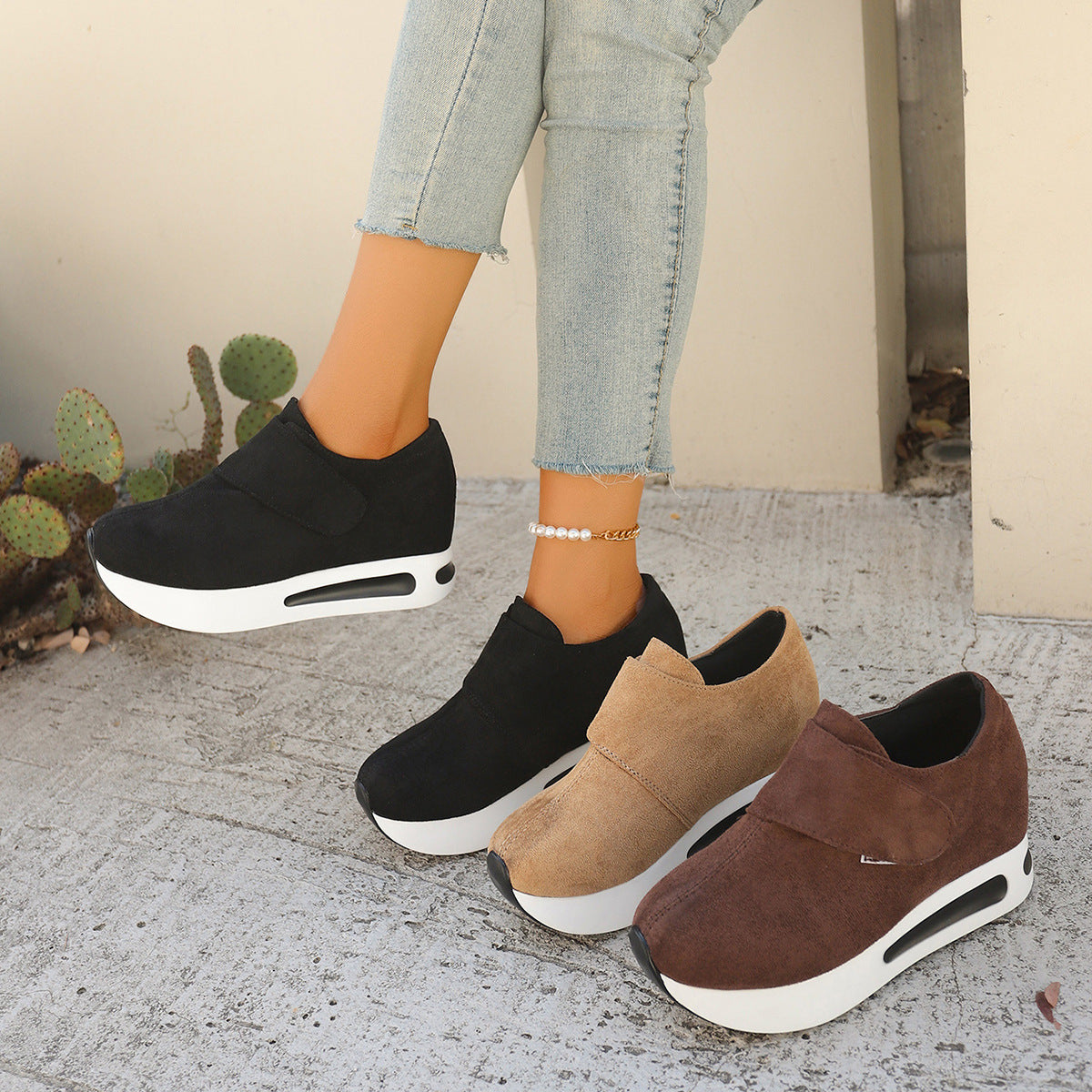 Damen Bequeme Plateau-Sneaker mit rutschfester Sohle und atmungsaktivem Obermaterial R&B