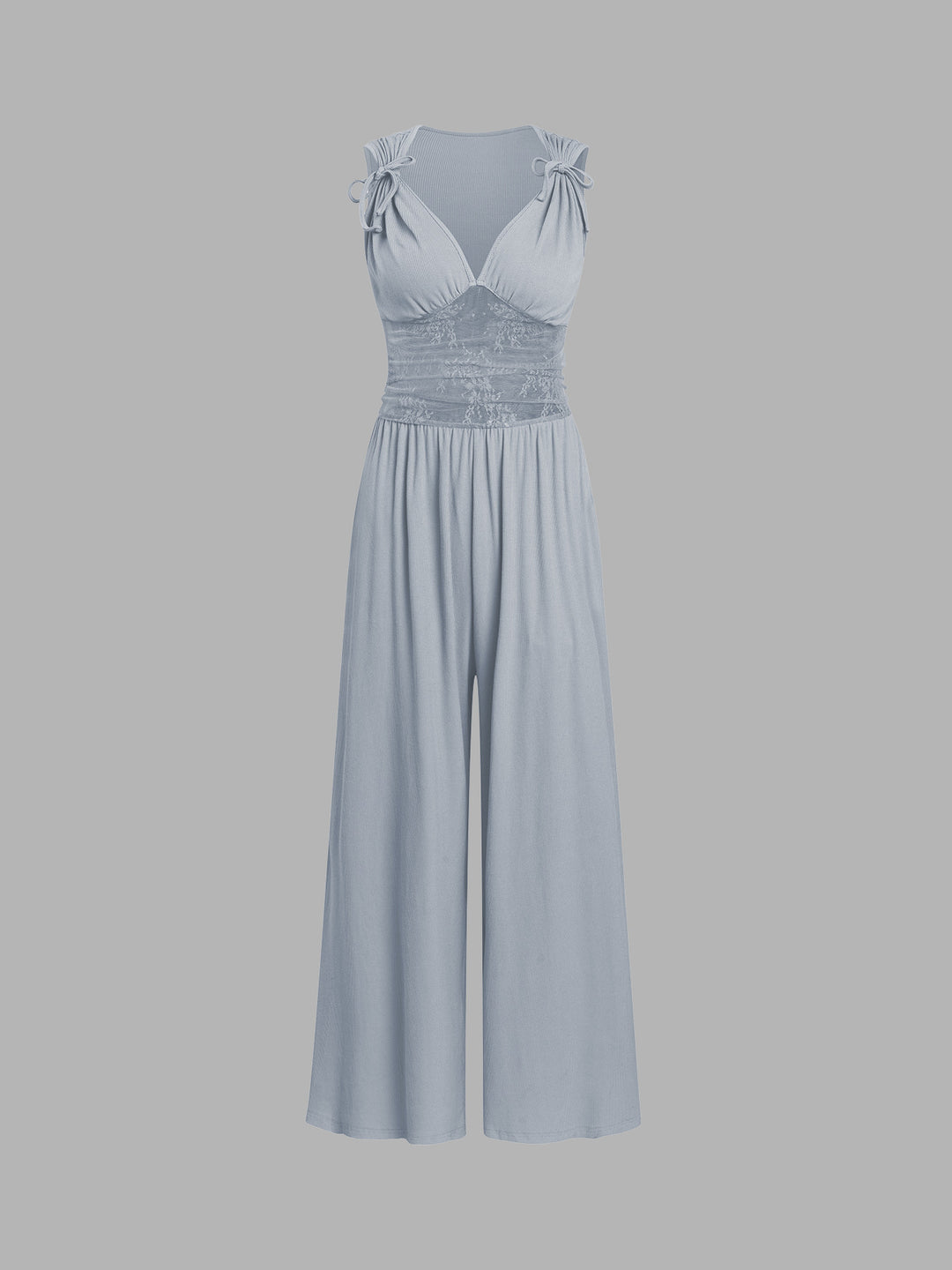 Damen eleganter Jumpsuit mit verstellbaren Trägern und weiten Beinen R&B