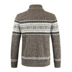 Herren Strickjacke mit modernem Norweger-Muster und hohem Kragen