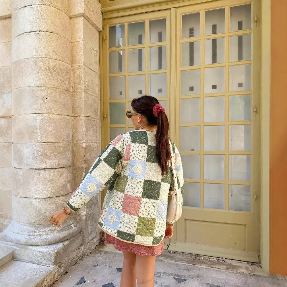 Damen gesteppte Patchwork-Jacke mit praktischen Taschen R&B
