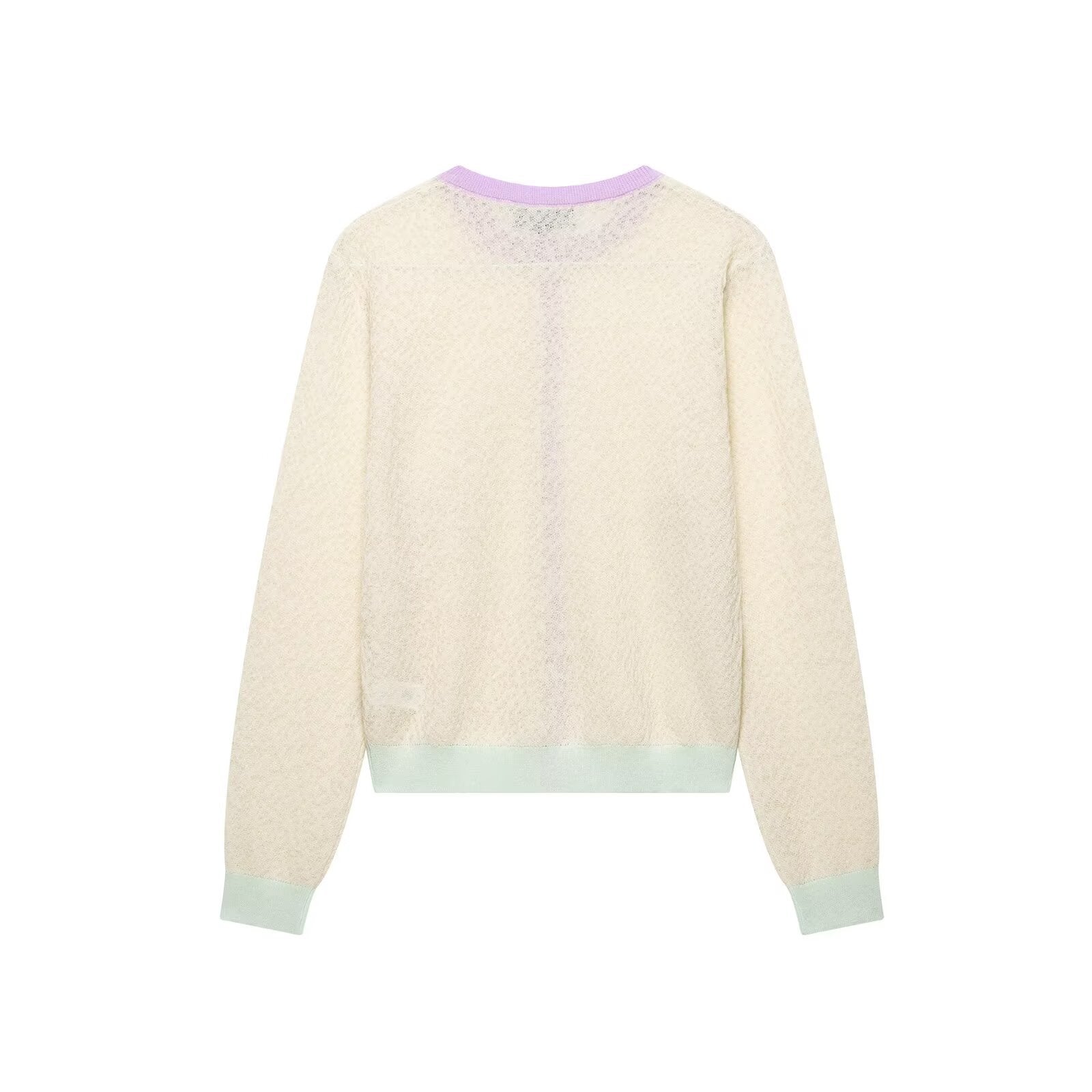 Damen Strickjacke mit zartem Muster und farblich abgesetzten Details R&B