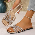 Damen Glamouröse Riemensandalen mit funkelnden Strassakzenten und komfortabler Sohle R&B