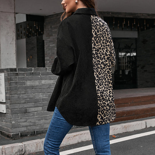 Damen Modische Jacke im Patchwork-Stil mit Druckknopfverschluss und Baumwollmaterial R&B