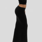 Damen Langarm Maxikleid mit elegantem Reißverschluss-Ausschnitt und figurbetontem Schnitt R&B