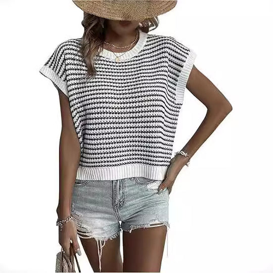 Damen lässiges Strickoberteil mit modernem Muster und weitem Schnitt R&B