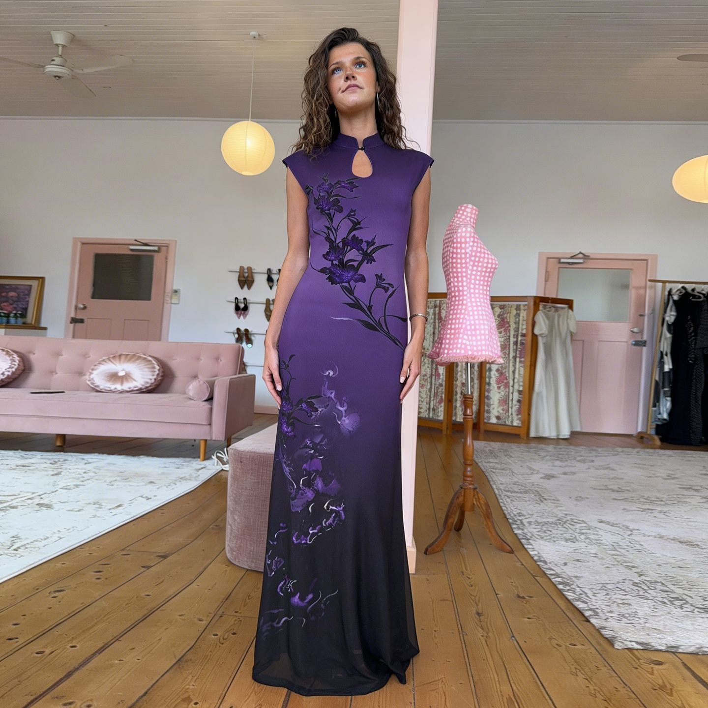 Damen Maxikleid mit elegantem, floralem Design R&B