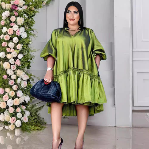 Damen Midikleid mit figurumspielendem Schnitt und elegantem Rüschensaum R&B