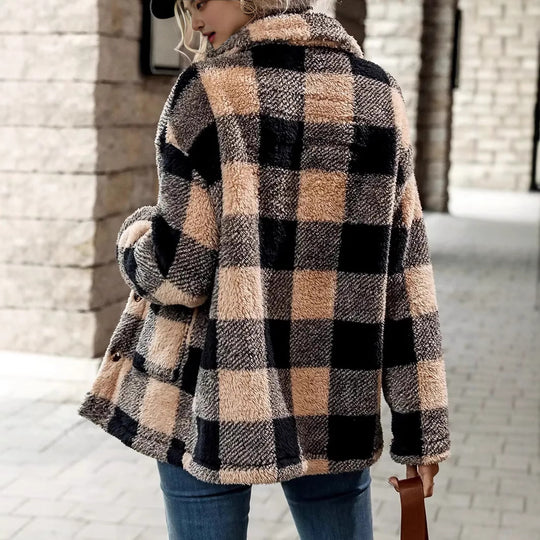 Damen Kuschelige Karofleecejacke im Casual-Stil R&B