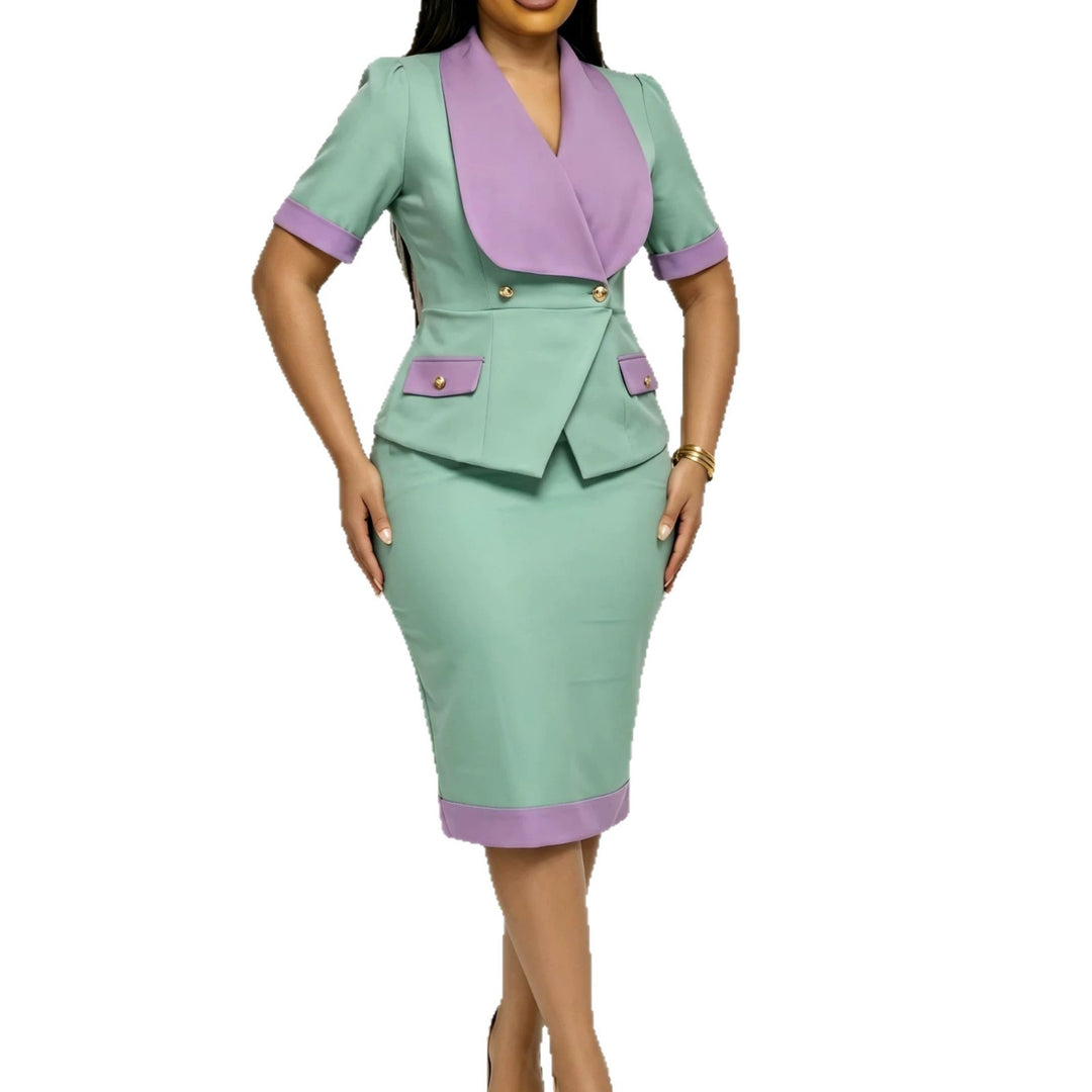 Damen Blazer-Set mit elegantem taillierten Schnitt und kontrastierenden Details R&B