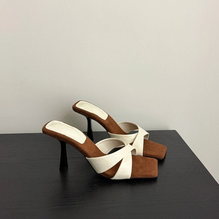 Damen elegante Sling-Pumps mit überkreuztem Riemendesign und hohen Absatz R&B