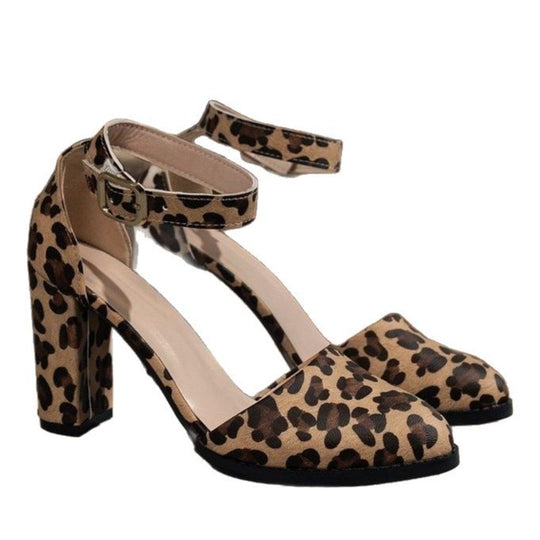 Damen elegante Pumps mit modischem Leopardenmuster R&B