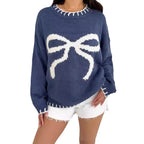 Damen Strickpullover mit verspieltem Schleifenmotiv und lässigem Schnitt R&B