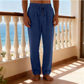 Herren nan leichte Loungehose mit elastischem Kordelbund, Tunnelzug und dekorativer Knopfleiste R&B