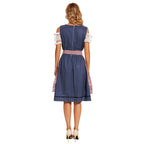 Damen nan traditionelles Trachtenkleid mit Schnürmieder, Spitzenärmeln und karierter Schürze R&B
