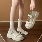 Damen modische Ballerinas mit dekorativem Schleifen-Detail und komfortabel hoher Sohle