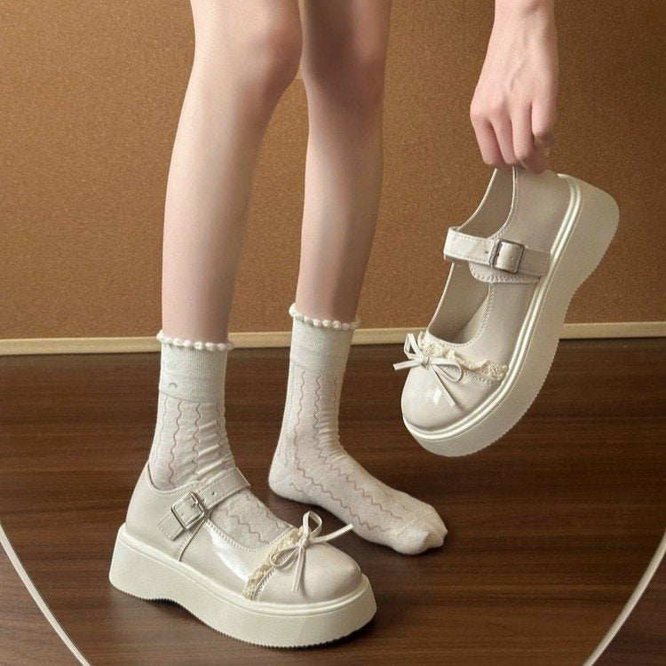 Damen modische Ballerinas mit dekorativem Schleifen-Detail und komfortabel hoher Sohle