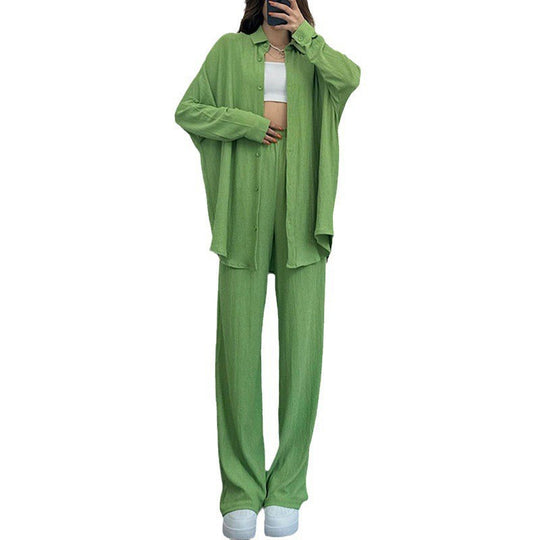 Damen lässiges Strickensemble mit weiter Bluse und lockeren Hosen R&B