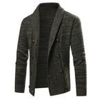 Herren hochwertige Strickjacke mit großem Revers und Knopfdetail R&B