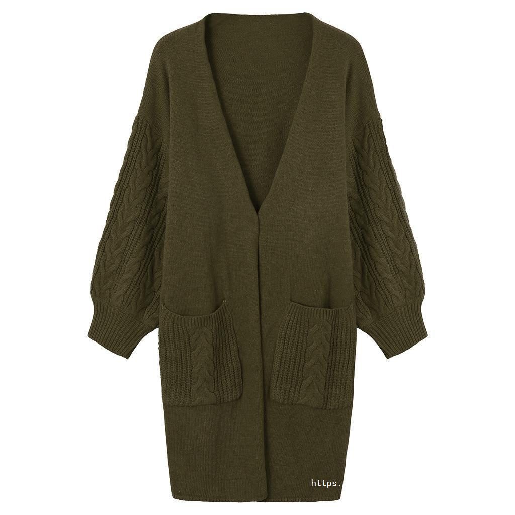 Damen gemütliche Strickjacke mit Taschen R&B