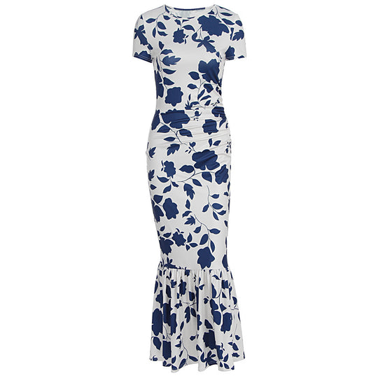 Damen Elegantes figurbetontes Kleid mit Rüschen-Saum und floralem Muster R&B