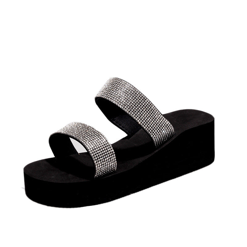 Damen modische Wedge-Sandalen mit funkelnden Strassdetails R&B