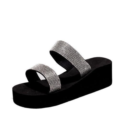 Damen modische Wedge-Sandalen mit funkelnden Strassdetails R&B