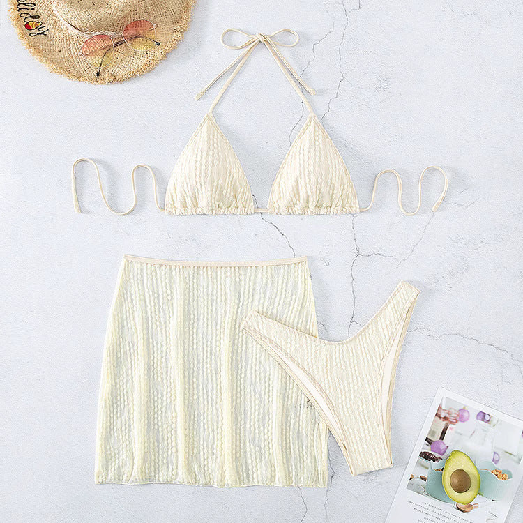 Damen Bikini-Set mit charmant gerafftem Oberteil und transparenter Rockpartie R&B